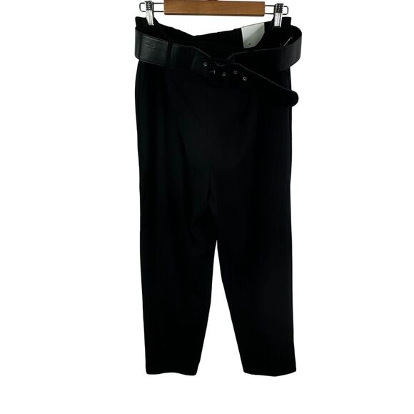 C by One Womens Black Belted Pull On Tapered Leg Elastic Waist Pants Size‎ Large - Picture 2 of 11